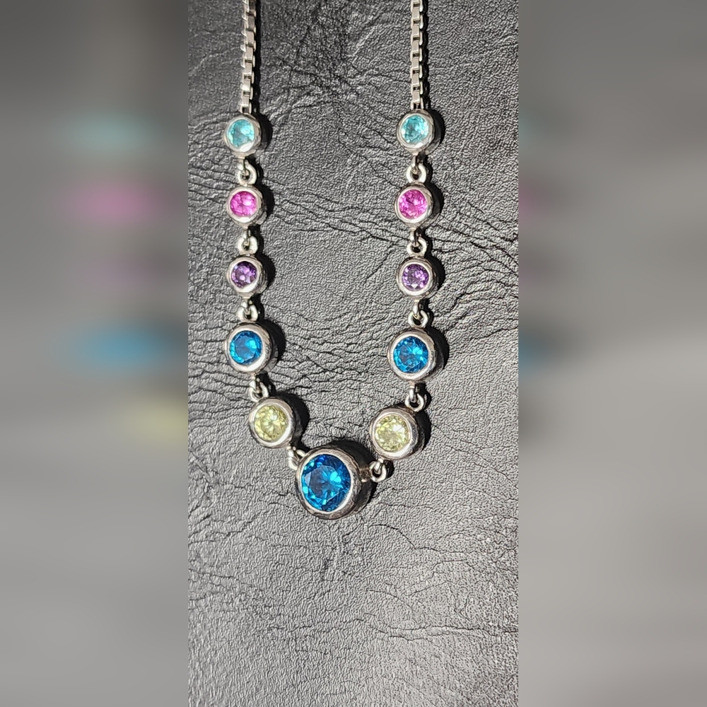 Sterling Silver Multi Colored Necklace - image 6